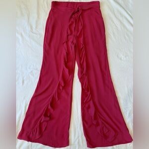Willow & Clay coral colored palazzo pants with ruffle drapery, size S, NWT!!